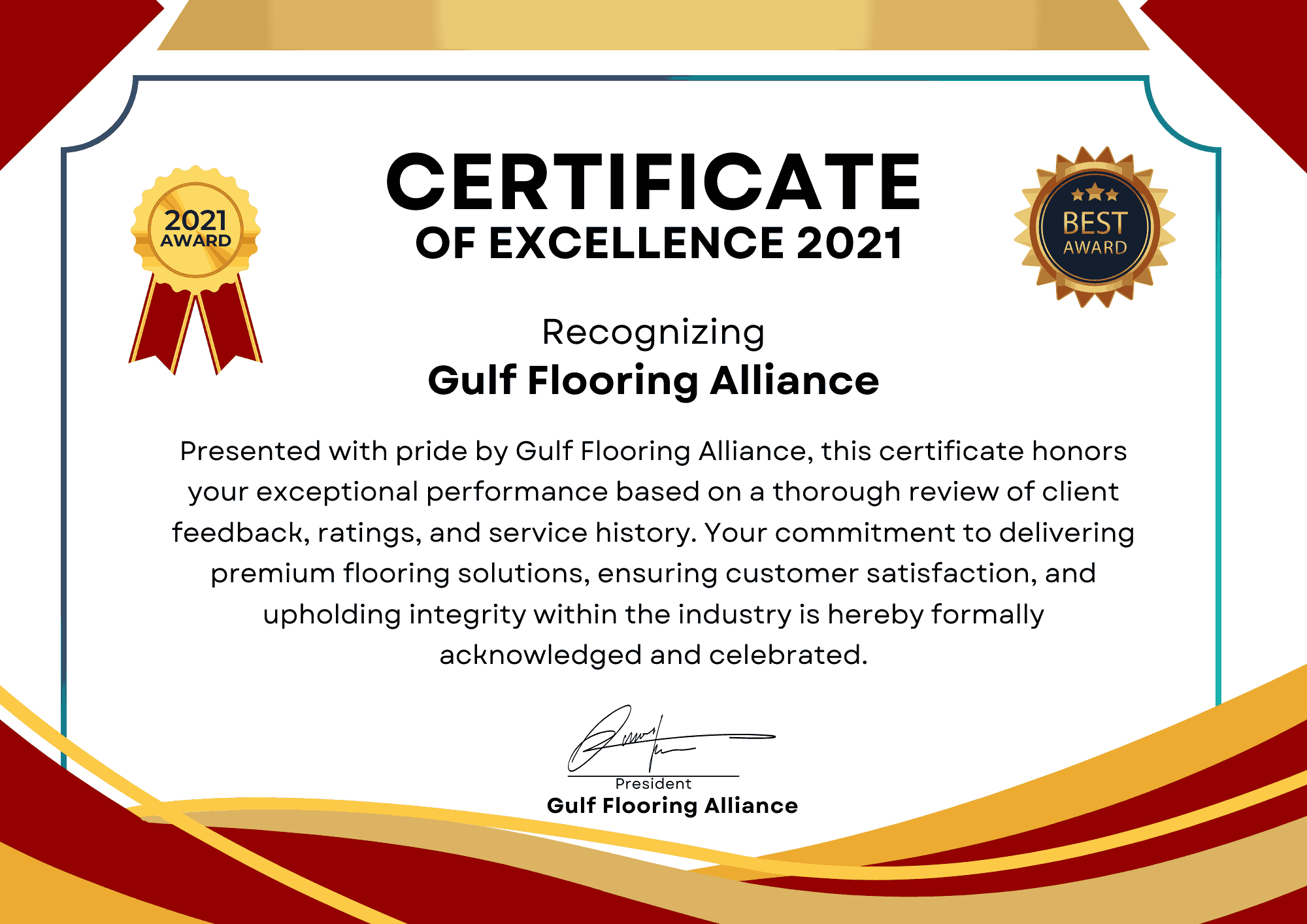 Certificate of Excellence 2021