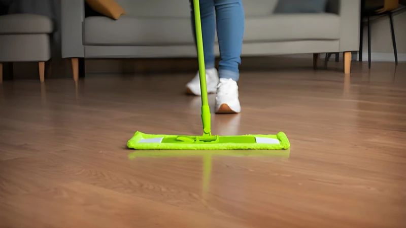 Mop With a Damp Microfiber Mop