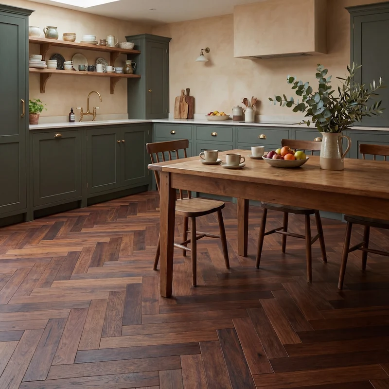 Solid Oak Herringbone Wood Flooring